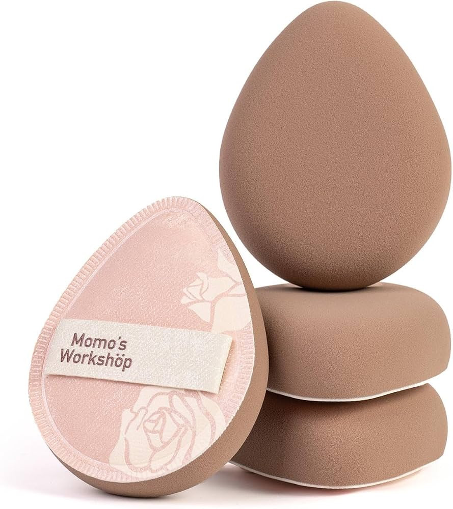 Momo's Workshop Makeup Sponge, Rubycell, Egg Shape, Foundation Sponges with Glossy PU Leather, fo... | Amazon (US)