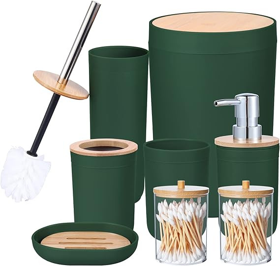 iMucci Bathroom Accessories Set - with Trash Can Toothbrush Holder Soap Dispenser Soap and Lotion... | Amazon (US)