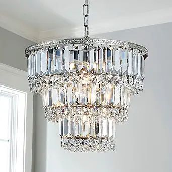 Saint Mossi Modern Crystal Chandelier with 5 Lights and 3-Tier,Raindrop Chandelier with K9 Crysta... | Amazon (US)