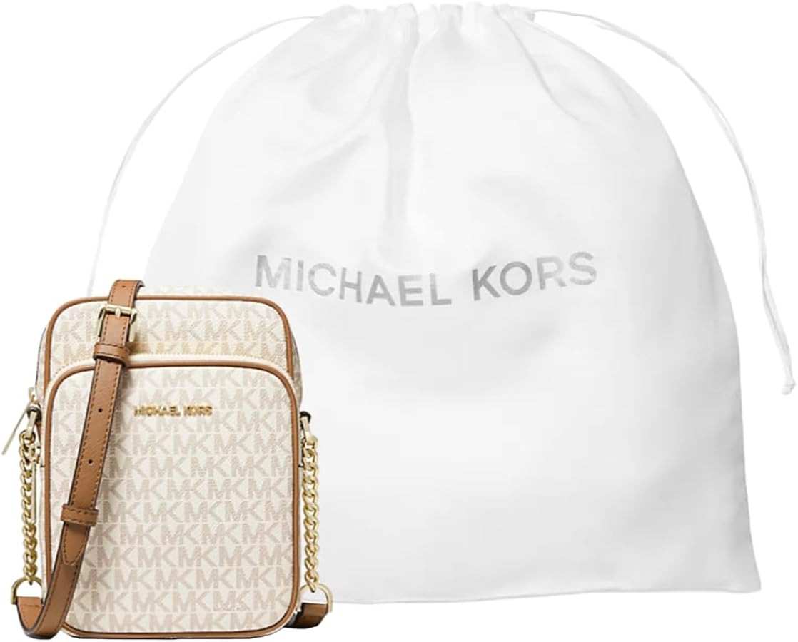 Michael Kors Jet Set Travel Signature PVC Medium Logo Crossbody Flight Bag Bundle Dust Bag. | Amazon (US)