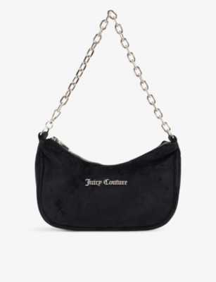 Logo-plaque velour shoulder bag | Selfridges