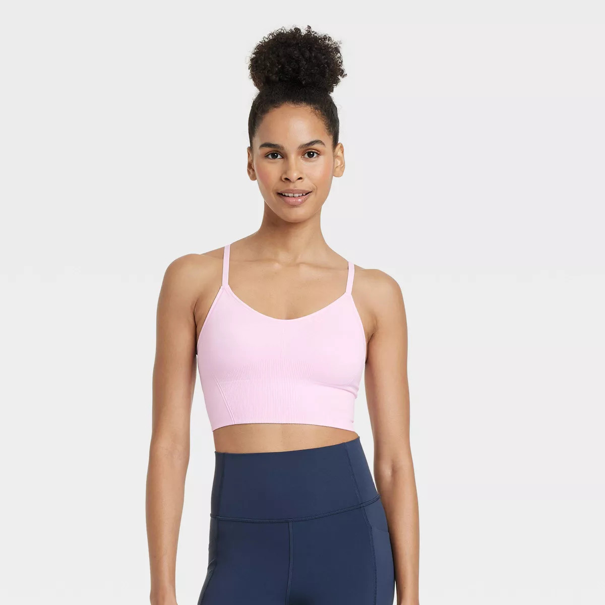Women's Seamless Medium Support Cami Longline Sports Bra - All In Motion™ Light Pink S | Target