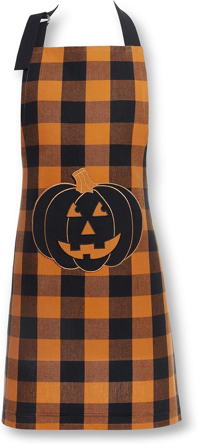 Elrene Home Fashions Farmhouse Living Fall Buffalo Check Halloween Pumpkin Pocket Cotton Apron fo... | Amazon (US)