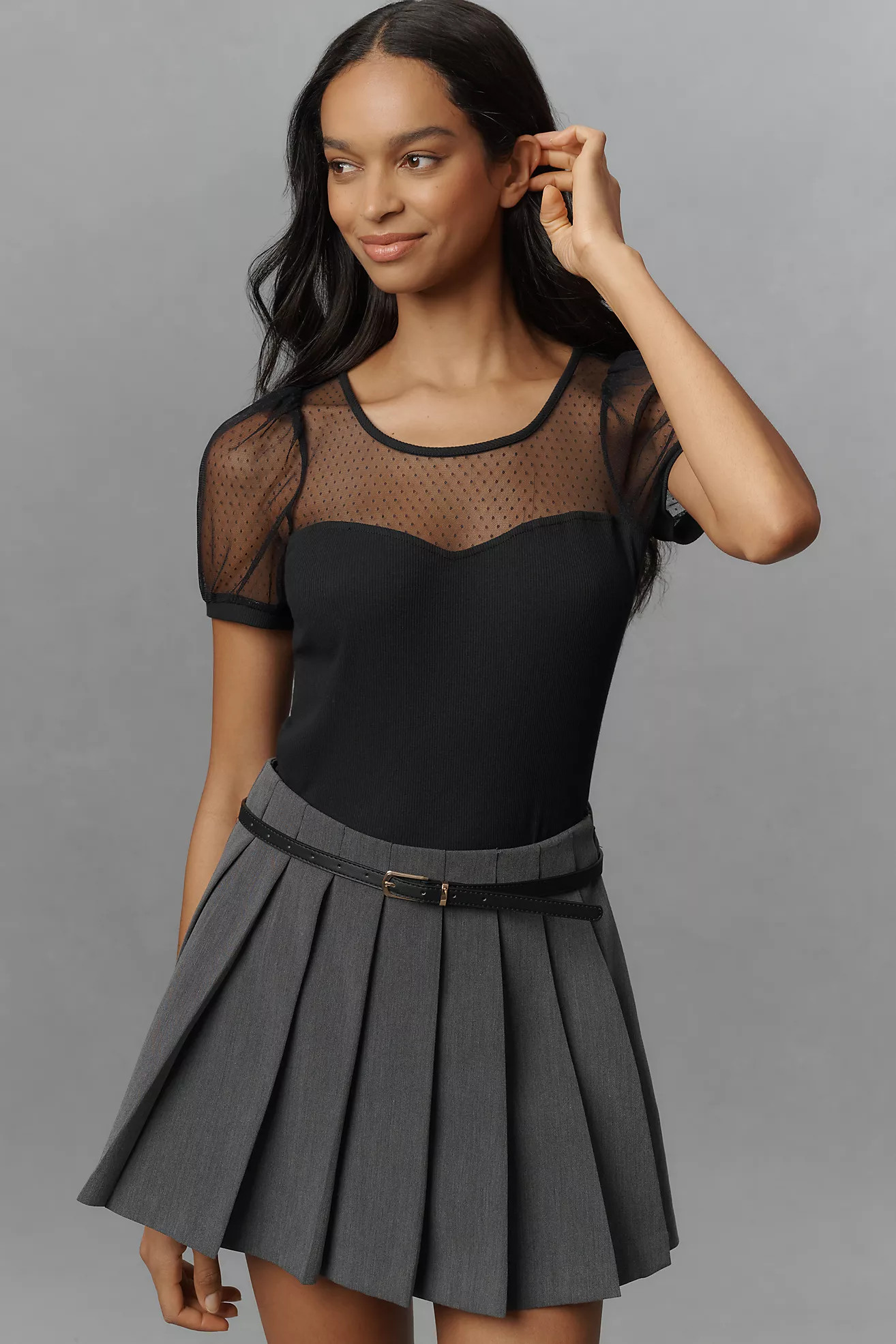 Maeve Sheer Yoke Sweetheart Top | Anthropologie (US)