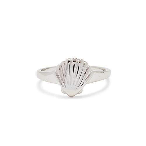 Pura Vida Silver Shell Signet Ring - Brass Base Band, Rhodium Plating - Size 8 | Amazon (US)