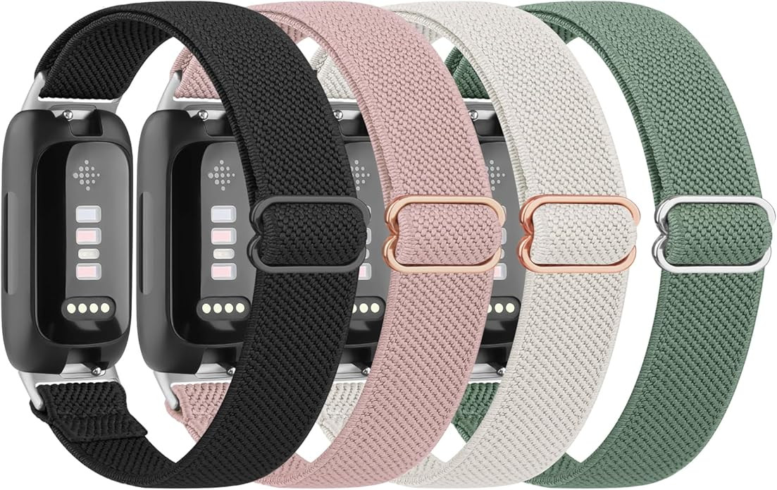 4 Pack Elastic Bands for Fitbit Inspire 3 Bands for Women Men, Soft Adjustable Stretchy Nylon Loo... | Amazon (US)