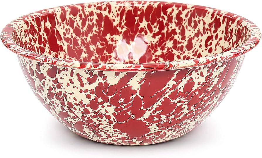 Enamelware Serving Bowl, 1.5 quart, Burgundy/Cream Splatter (Single) | Amazon (US)