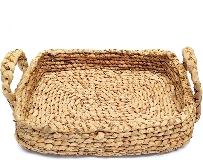 Water Hyacinth Tray, Tray Wicker, Grass Weaving Tray, Trays Baskets, Wicker Tray, Whicker Tray, S... | Amazon (US)