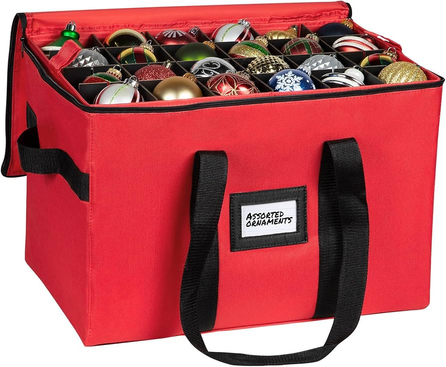 Christmas Ornament Storage Container,Box Stores Up to 96, Adjustable Dividers, Large Organizer Bi... | Amazon (US)