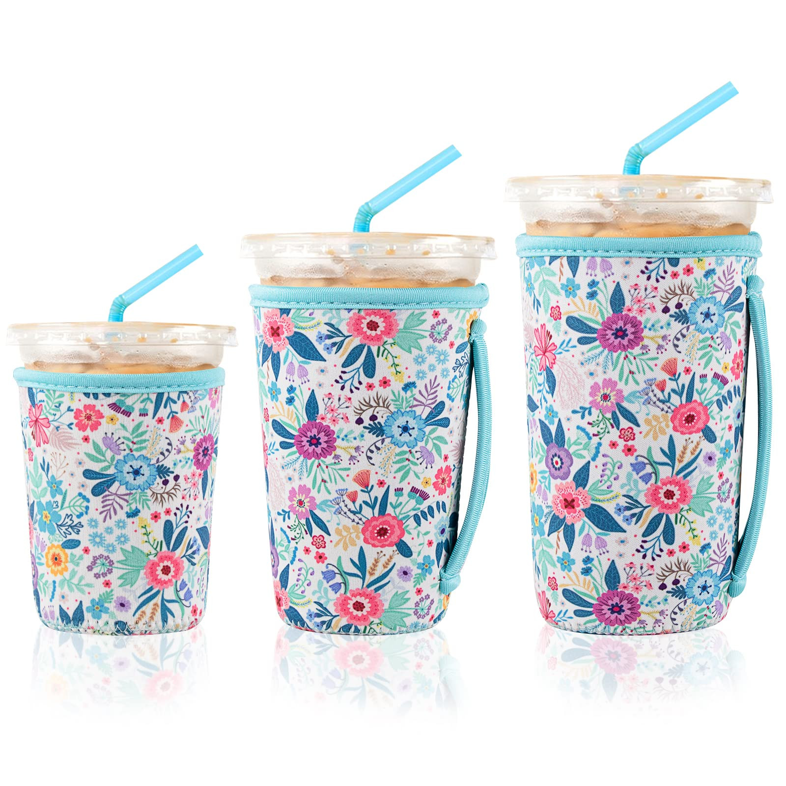 KJQJLY 3 Pack Reusable Iced Coffee Sleeves for Iced Coffee Cups or Drinks Reusable Neoprene Insul... | Amazon (US)