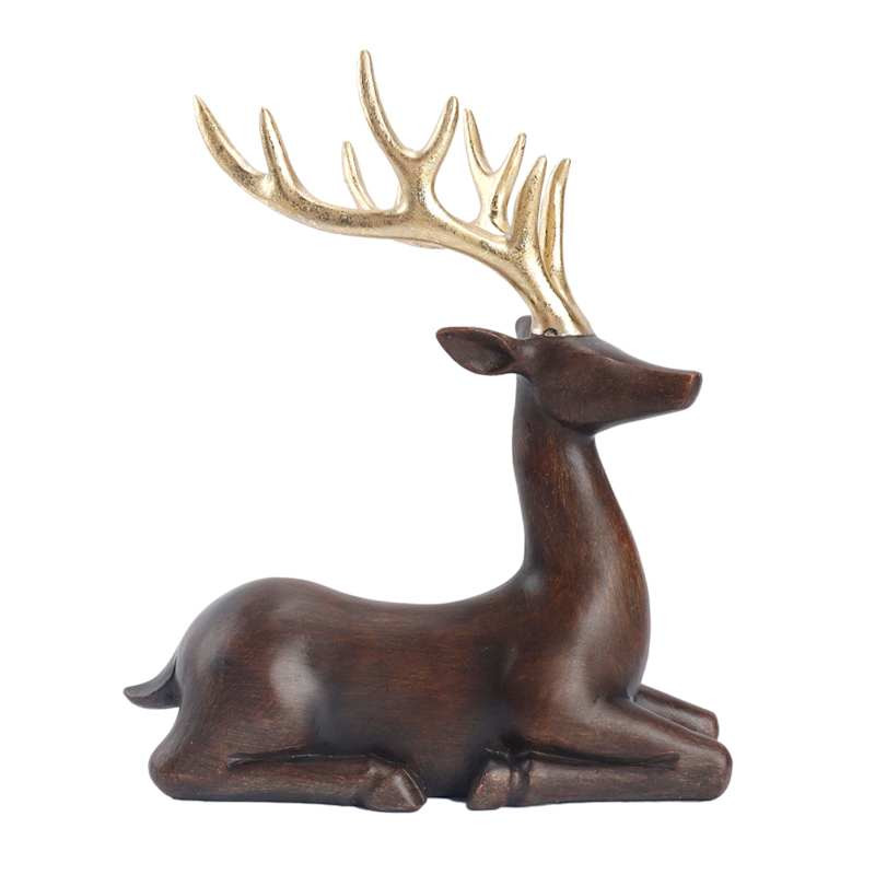 Rustic Deer with Gold Antlers, 10" | At Home