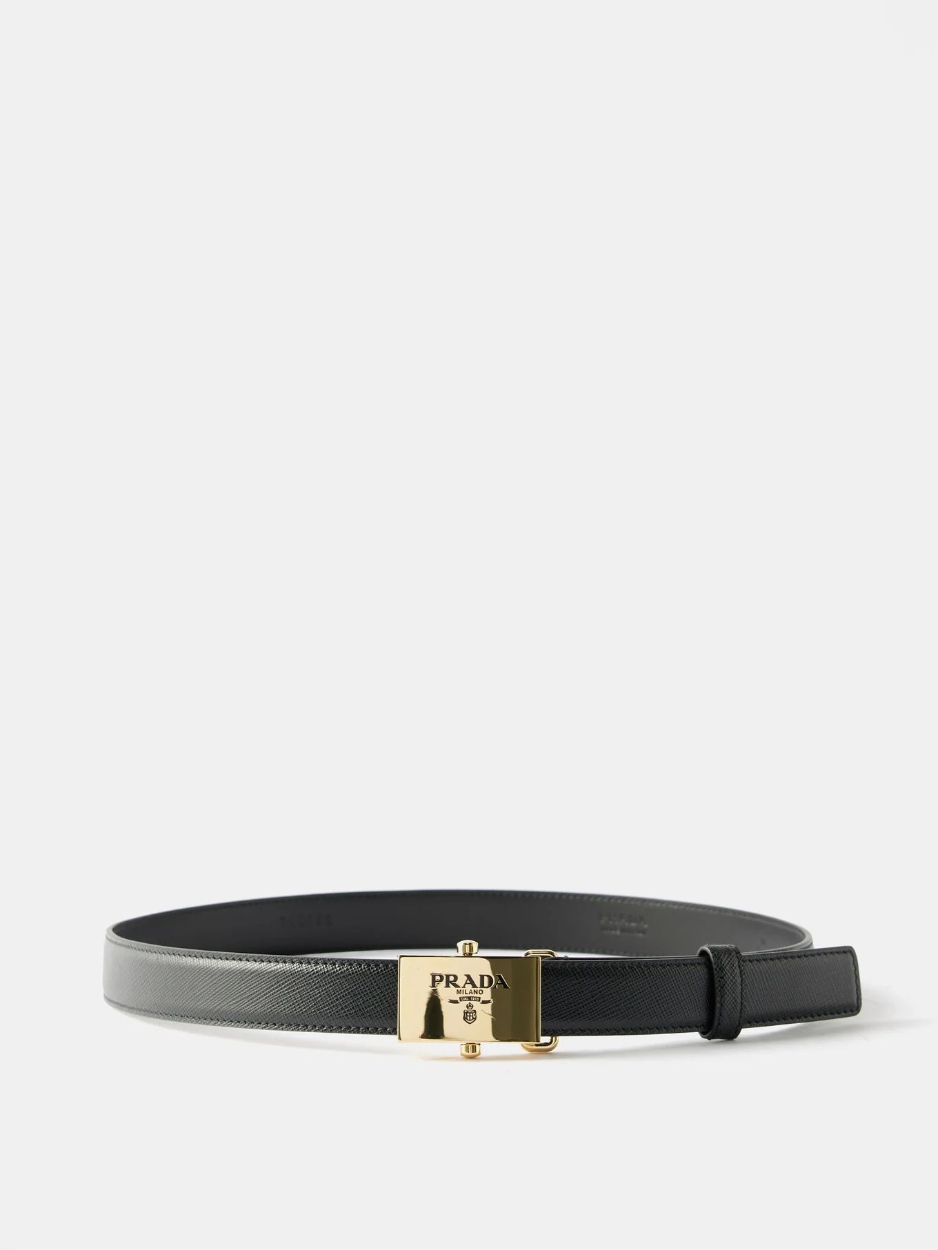 Logo-buckle saffiano-leather belt | Matches (UK)