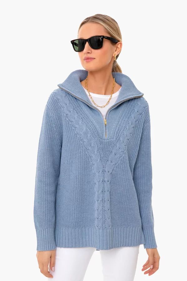 Slate Blue Quarter Zip Estella Sweater | Tuckernuck (US)