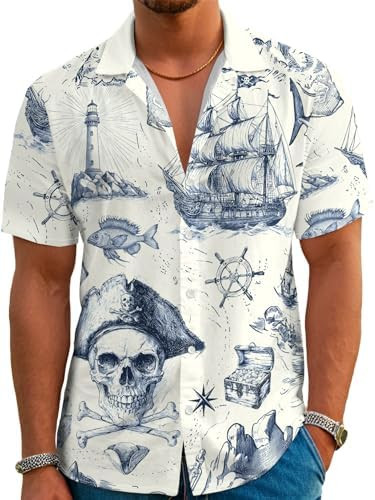 DFZ Funny Hawaiian Shirts for Men Summer Beach Short Sleeve Button Down Shirt Theme Party Shirt | Amazon (US)