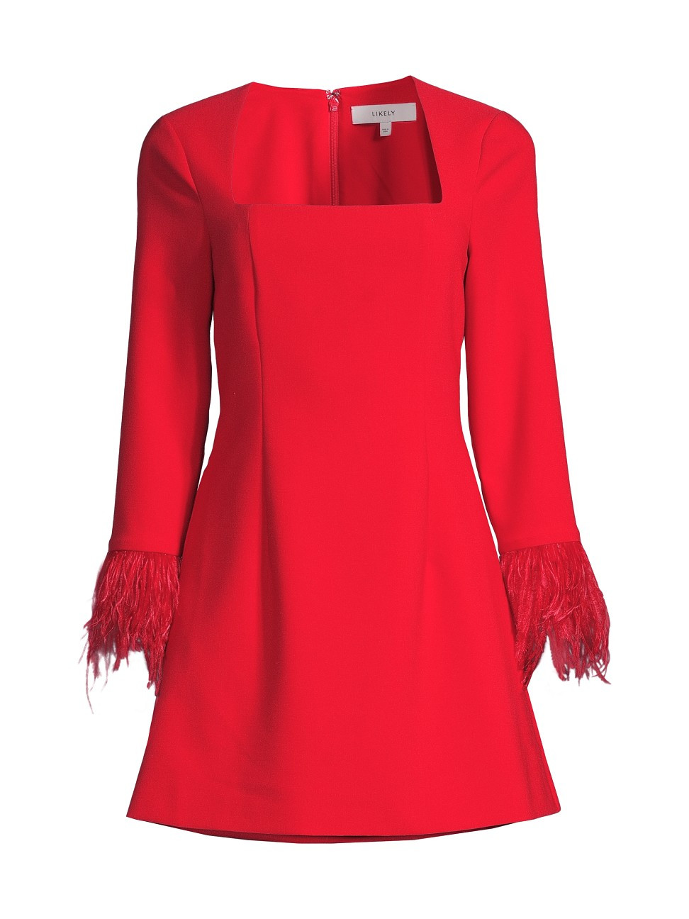 Women's Cher Square-Neck Feather Minidress - Scarlet - Size 8 | Saks Fifth Avenue