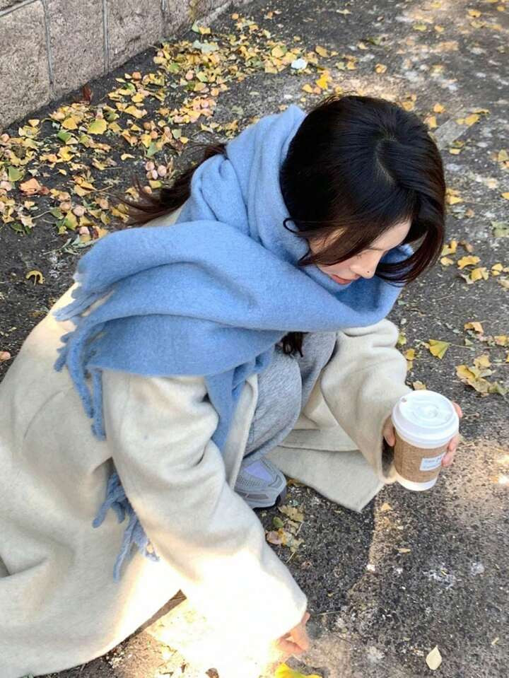 1 Stück Einfarbig Schal , Winter warm Kragen, , Verdickt Wolle gestrickt Dick Fransen Umhang mit... | SHEIN