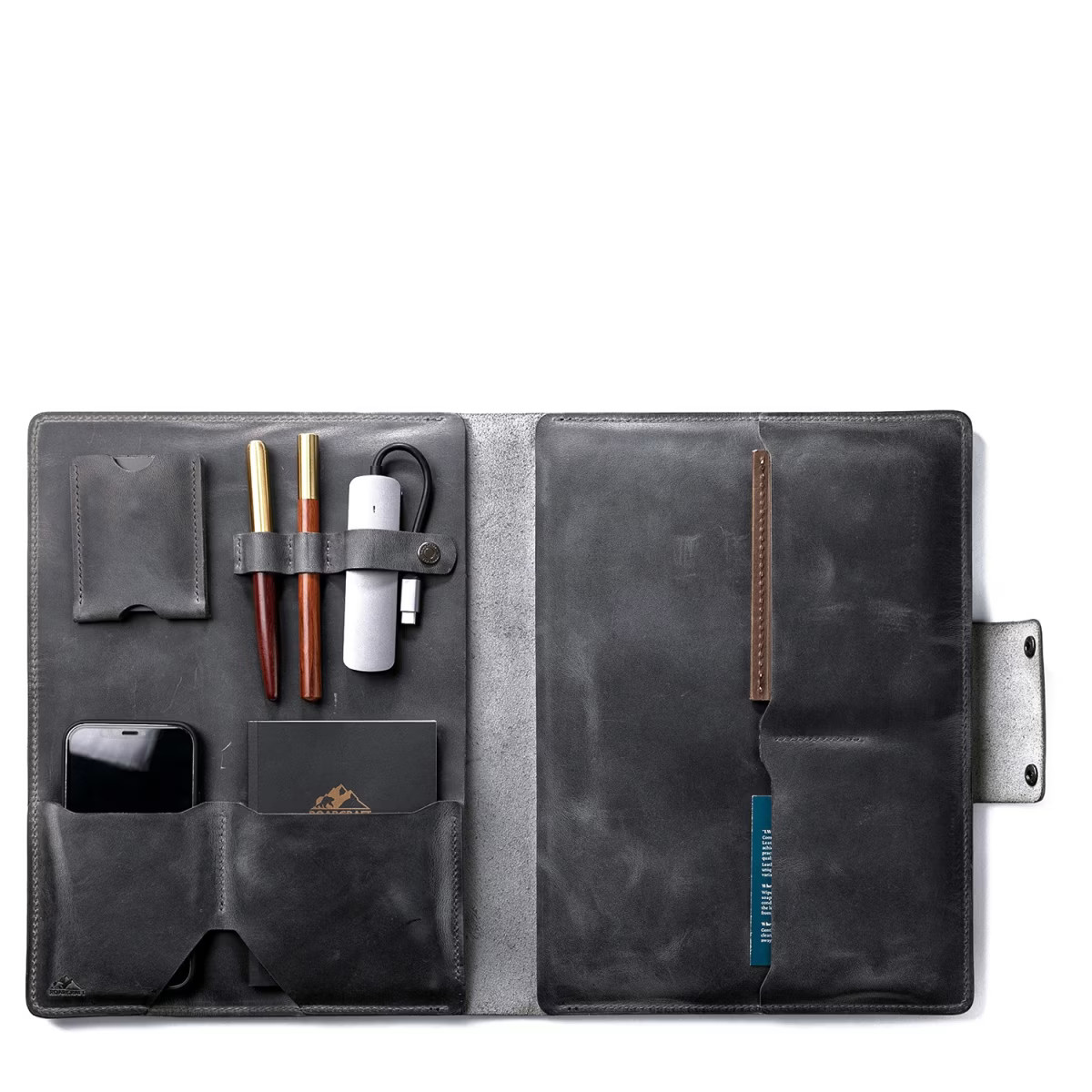 Leather Macbook Organizer - Grey | Wolf & Badger