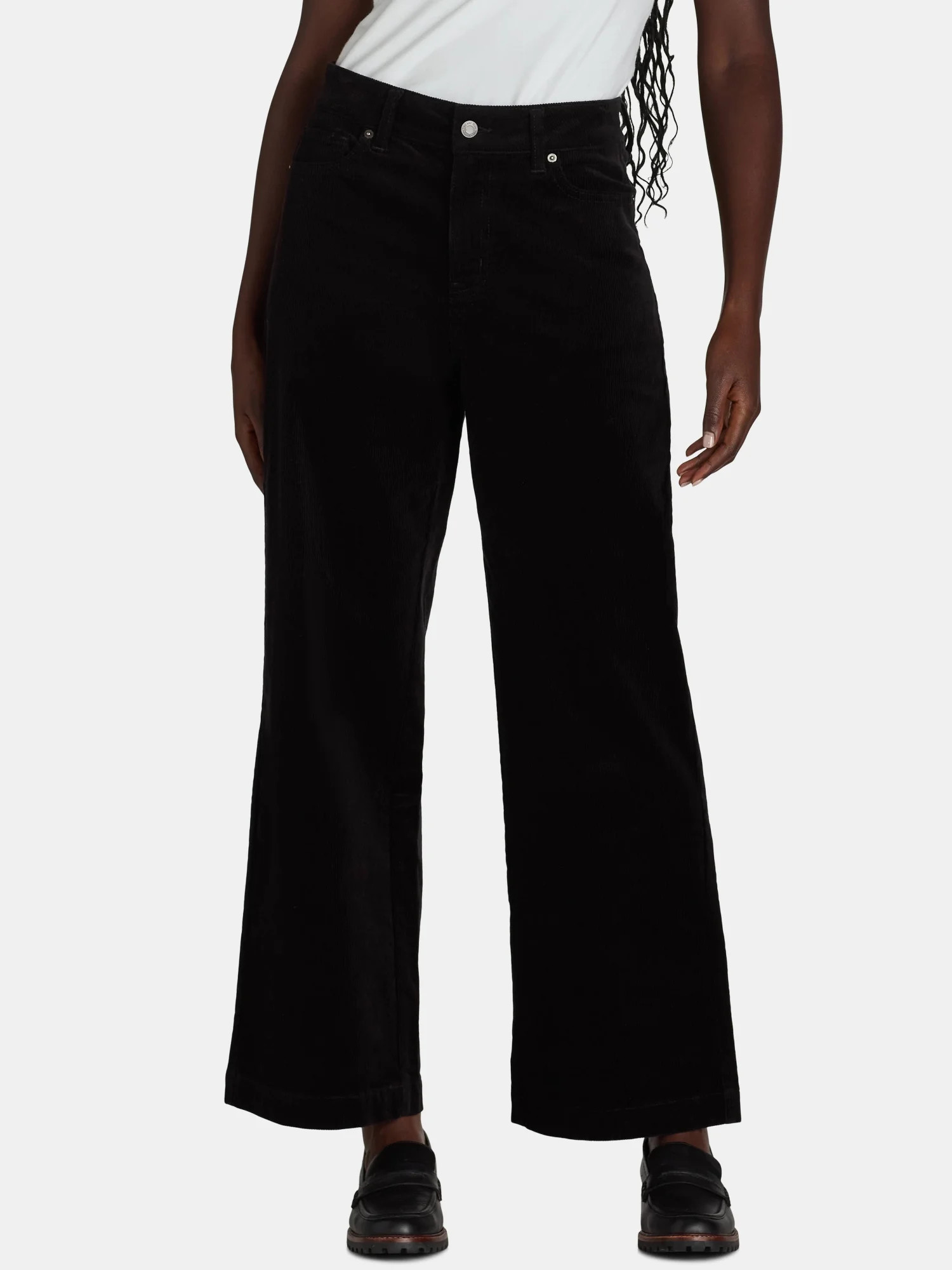 Time and Tru Women’s High Rise Corduroy Wide Leg Pants, Available in 28" and 30" Inseams, Sizes... | Walmart (US)