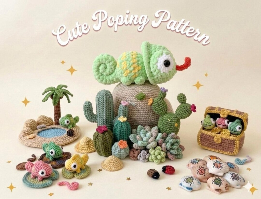 Crochet Chameleon Popping Amigurumi Pattern PDF | Beginner Lizard Plush Toy | Cute Reptile Croche... | Etsy (US)