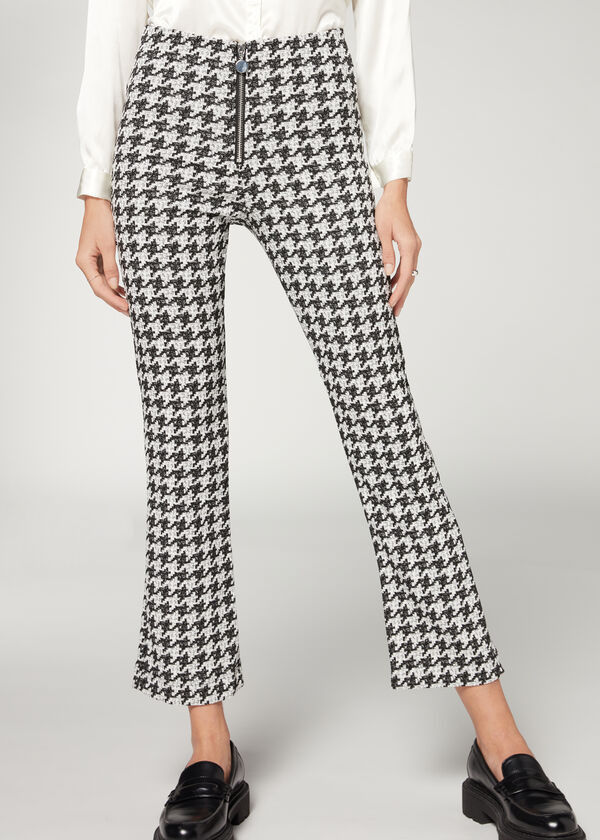 Maxi Houndstooth Mini-flared Zip Leggings - Leggings - Calzedonia | Calzedonia US