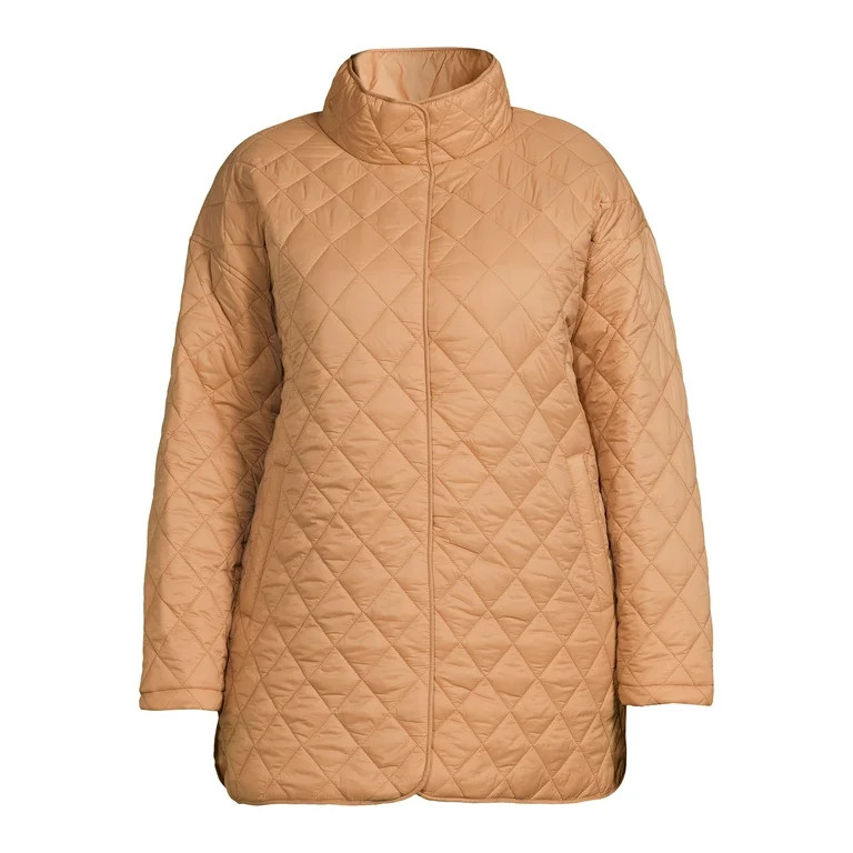 Time and Tru Women's and Plus Quilted Barn Coat - Walmart.com | Walmart (US)