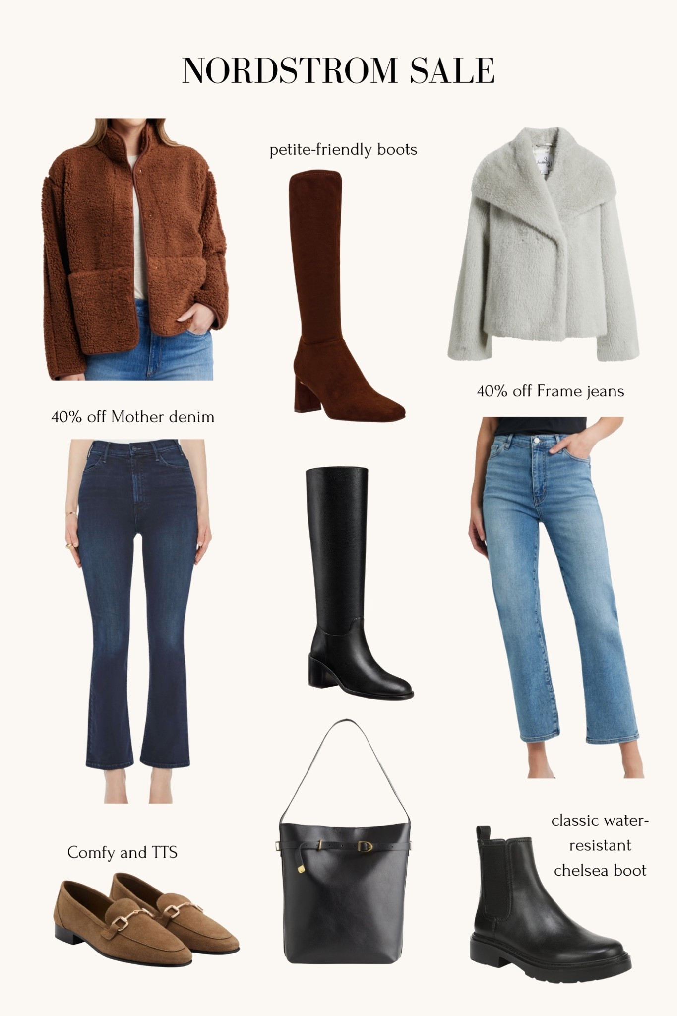 Nordstrom sale items with good reviews! I have the loafers, SM boots, Chelsea boots.

• I tried on the SM hunny boots (faux suede) and they are a pretty slim stretchy calf and petite friendly.

• I have the Vince Chelsea boots in size 5 (fits thick socks for me) and am a fan

• ankle length mother and frame jeans may be petite friendly 

• I have the mango loafers in size 5 and they’re very comfy and tts 

• Cozy sherpas and faux fur winter jackets starting in xxs

petite friendly, ankle jeans, knee high boots

#LTKSaleAlert #LTKPetite #LTKSeasonal
