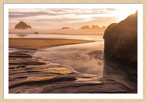 Bandon Beach Sunburst Framed Print | Fine Art America