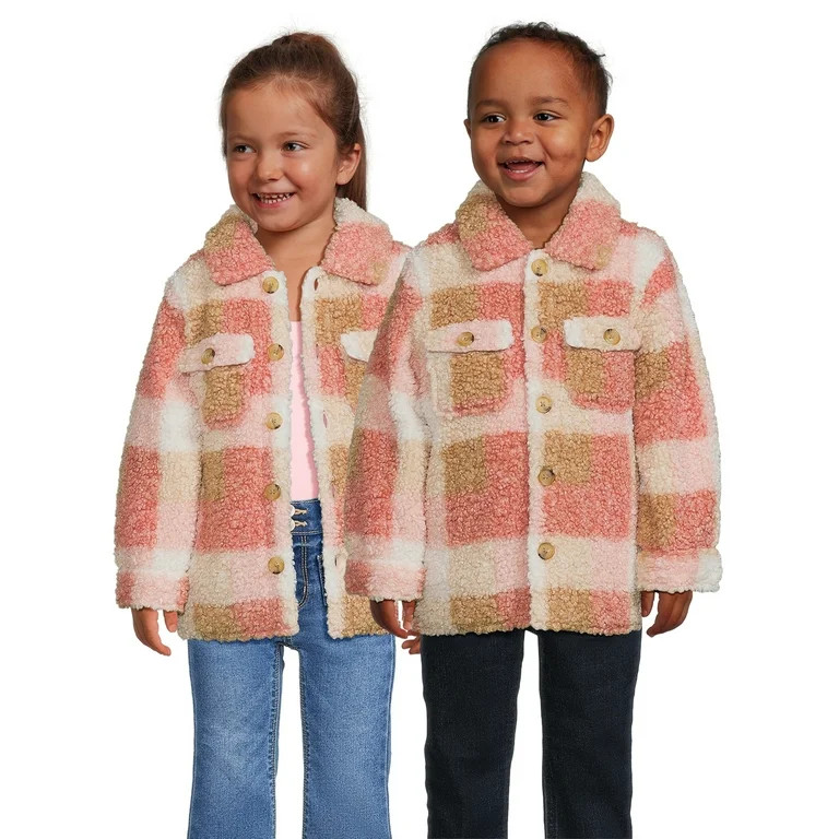 Wonder Nation Toddler Faux Sherpa Shacket, Sizes 12M-5T | Walmart (US)