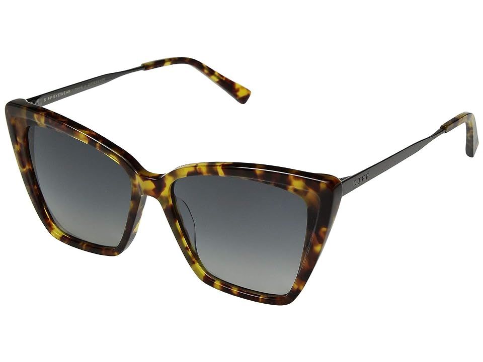 DIFF Eyewear Becky II (Amber Tortoise/Blue Gradient) Fashion Sunglasses | Zappos