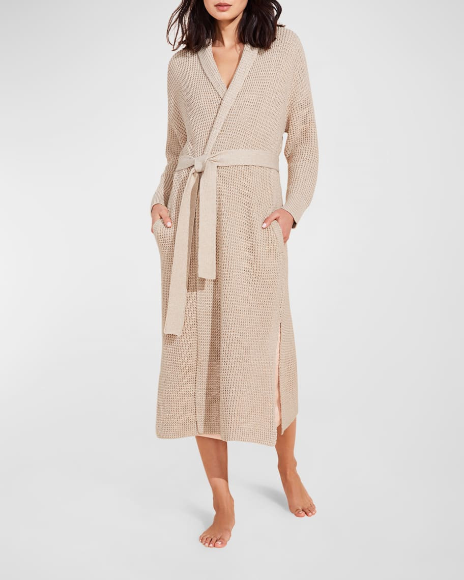 Eberjey Recycled Waffle-Knit Side-Slit Duster | Neiman Marcus