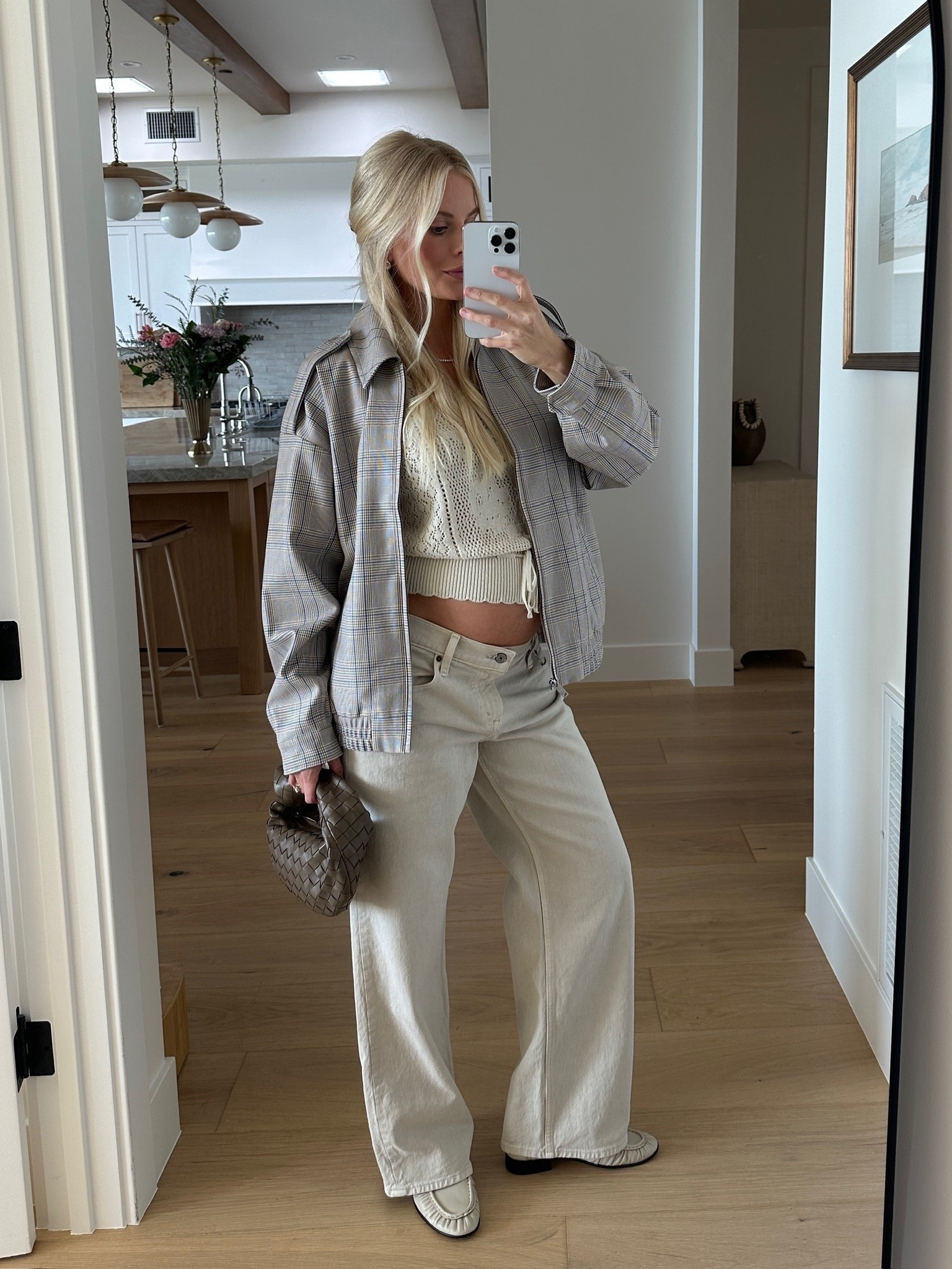 Wearing a medium in top (cream), medium in jacket (tan plaid), 29 short in jean (light brown, sized up for pregnancy, ordered short to wear lower under the bump - not necessary though would order true size), shoes run tts! #kathleenpost

Spring transition outfit, spring jacket, spring date look, coffee date outfit, winter denim, spring outfits, bump friendly, maternity look

#LTKBump #LTKootd #LTKSeasonal