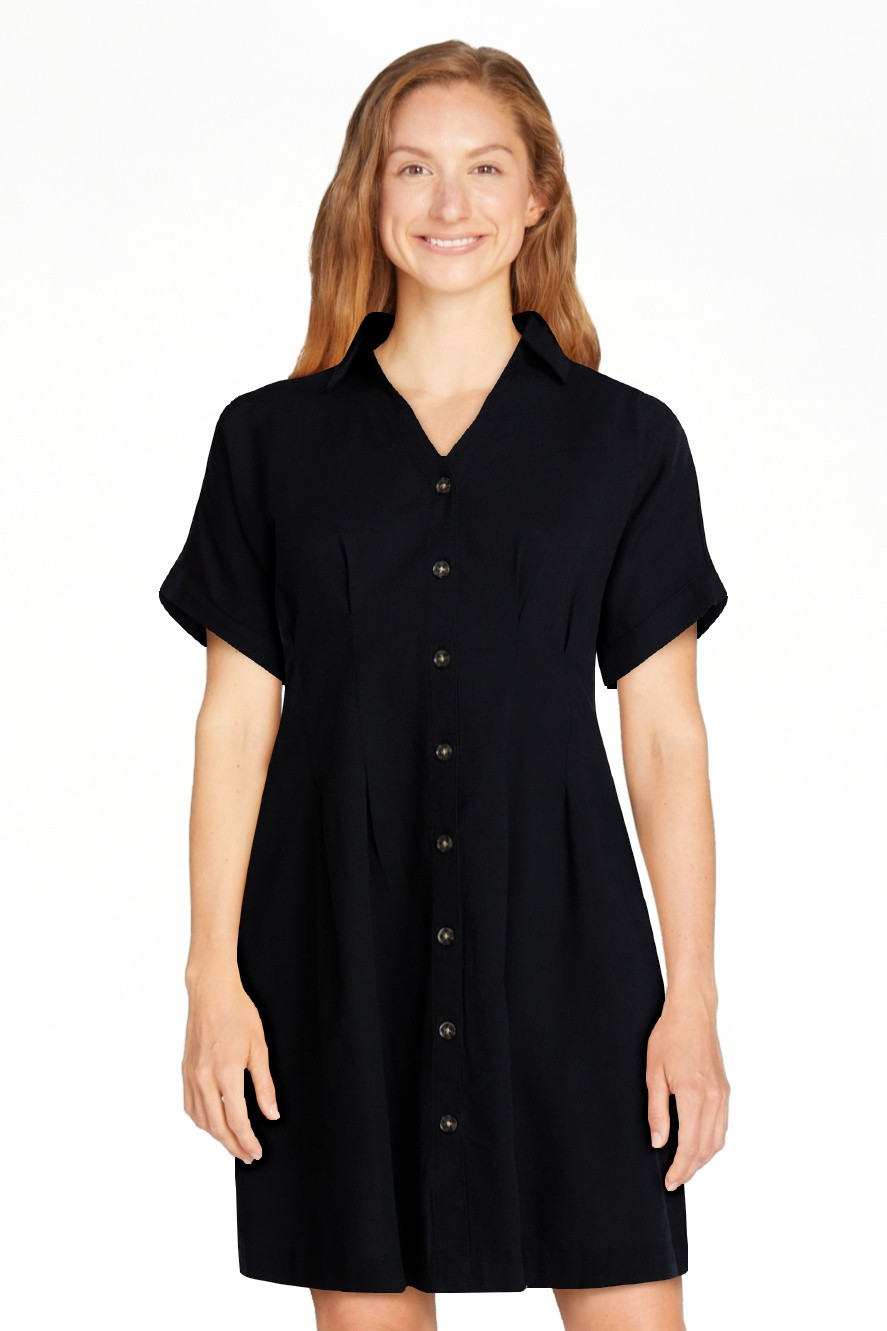 Time and Tru Women's Linen Pleated Waist Fit And Flare Mini Shirt Dress, Sizes XS-XXXL | Walmart (US)