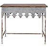 Creative Co-Op Metal Scalloped Edge Table with Wood Top, Distressed Zinc | Amazon (US)