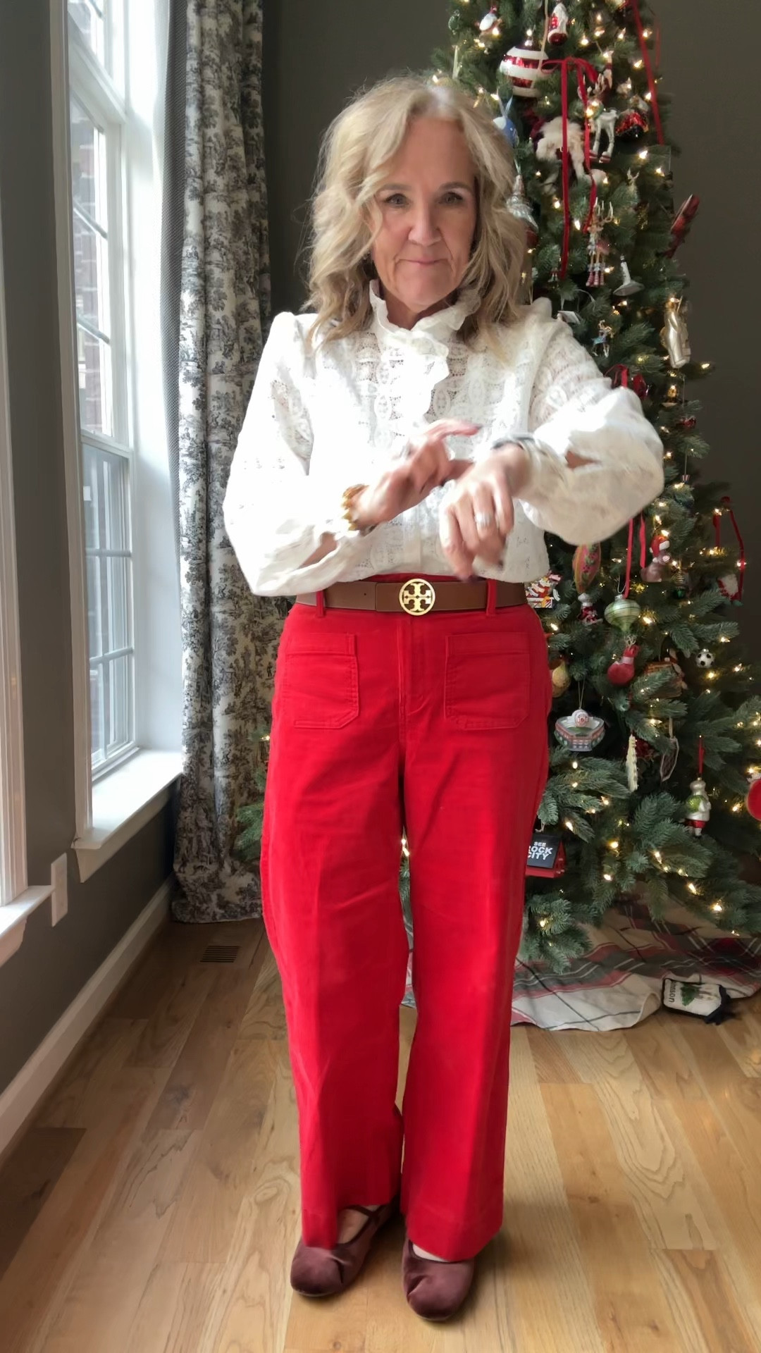 Classic Christmas but pieces you can use all year round. Talbots sale! 

Cords size 10 petite
Quilted jacket size medium petite 
Velvet flats true to size 

Red pants, red helmet’s pants, tan jacket, tan, quilted jacket, quilted Moto jacket

Lace blouse red pants 

#LTKSaleAlert #LTKOver40 #LTKHoliday #LTKOver40 #LTKHoliday #LTKStyleTip