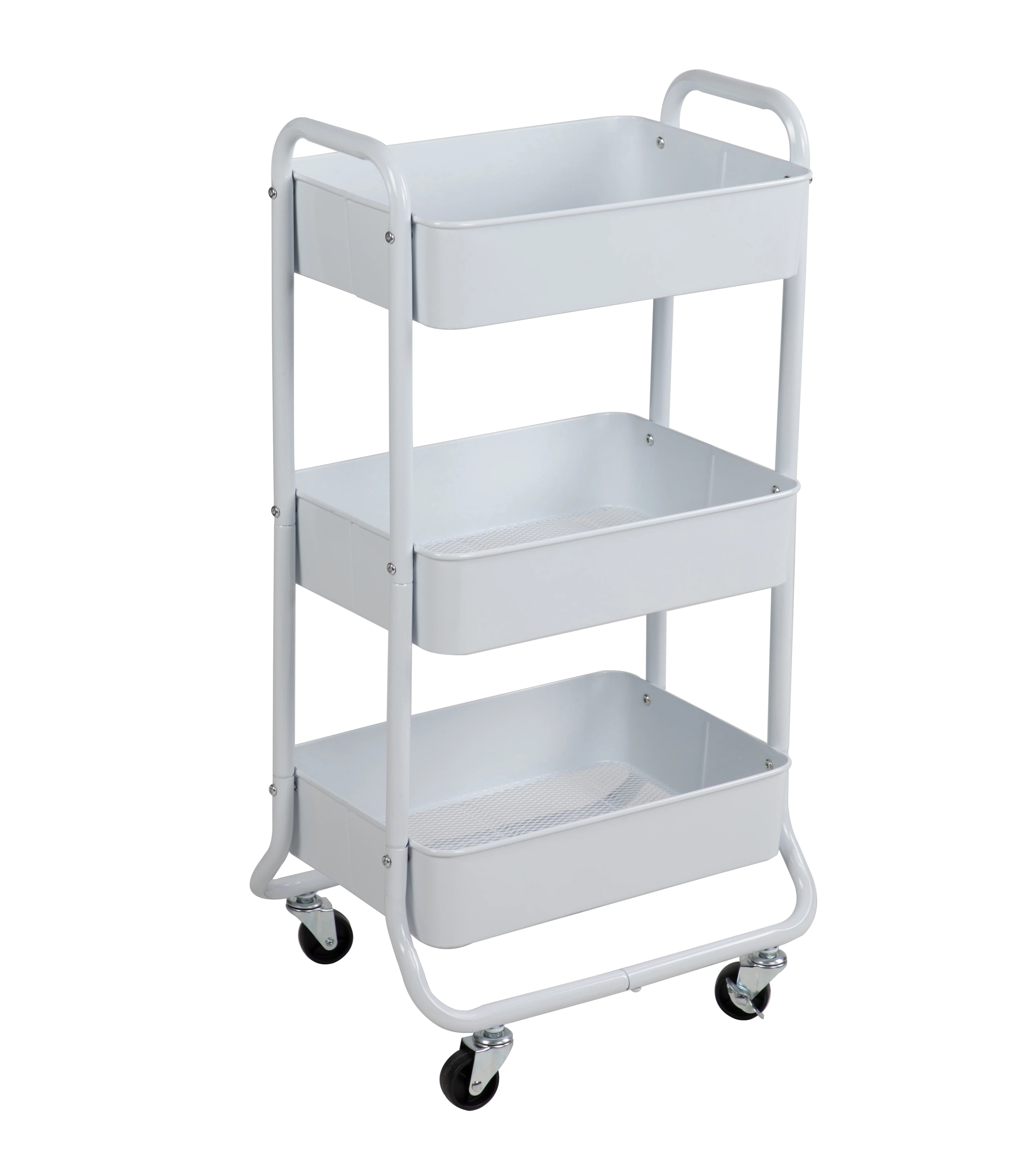 Mainstays 3 Tier Metal Utility Cart, Arctic White, Laundry Baskets, Easy Rolling, Adult and Child | Walmart (US)