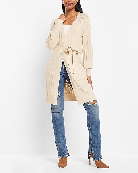 Balloon Sleeve Belted Duster Cardigan | Express