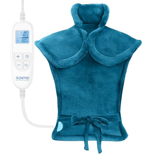 RENPHO Valentines Day & Birthday Women Men Mom Dad Gifts, Heating Pad for Neck and Shoulders and Back Pain Relie, FSA HSA Eligible, 24"x33" Electric Heat Pad, Auto Shut Off, ETL Certified, Blue | Amazon (US)