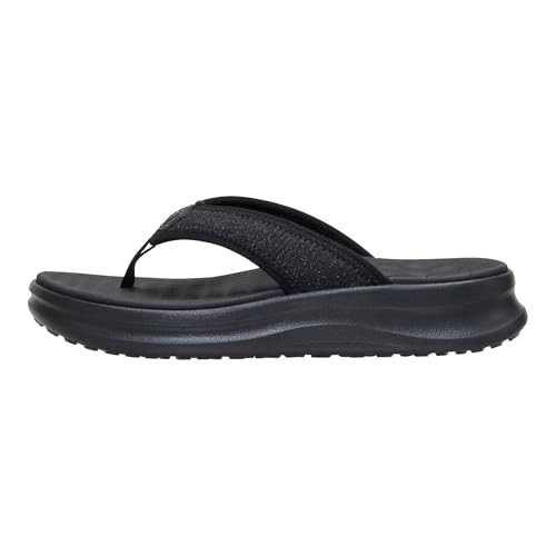 HEYDUDE Women’s Tide Flip Sandal, Black/Metallic Size 9 | Lightweight Slip On Summer Sandal with Soft Woven Strap and Cushioned Footbed | Amazon (US)