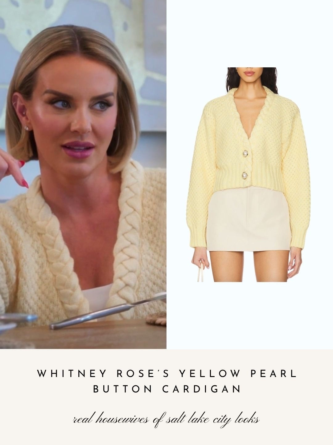 Whitney Rose’s Yellow Pearl Button Cardigan