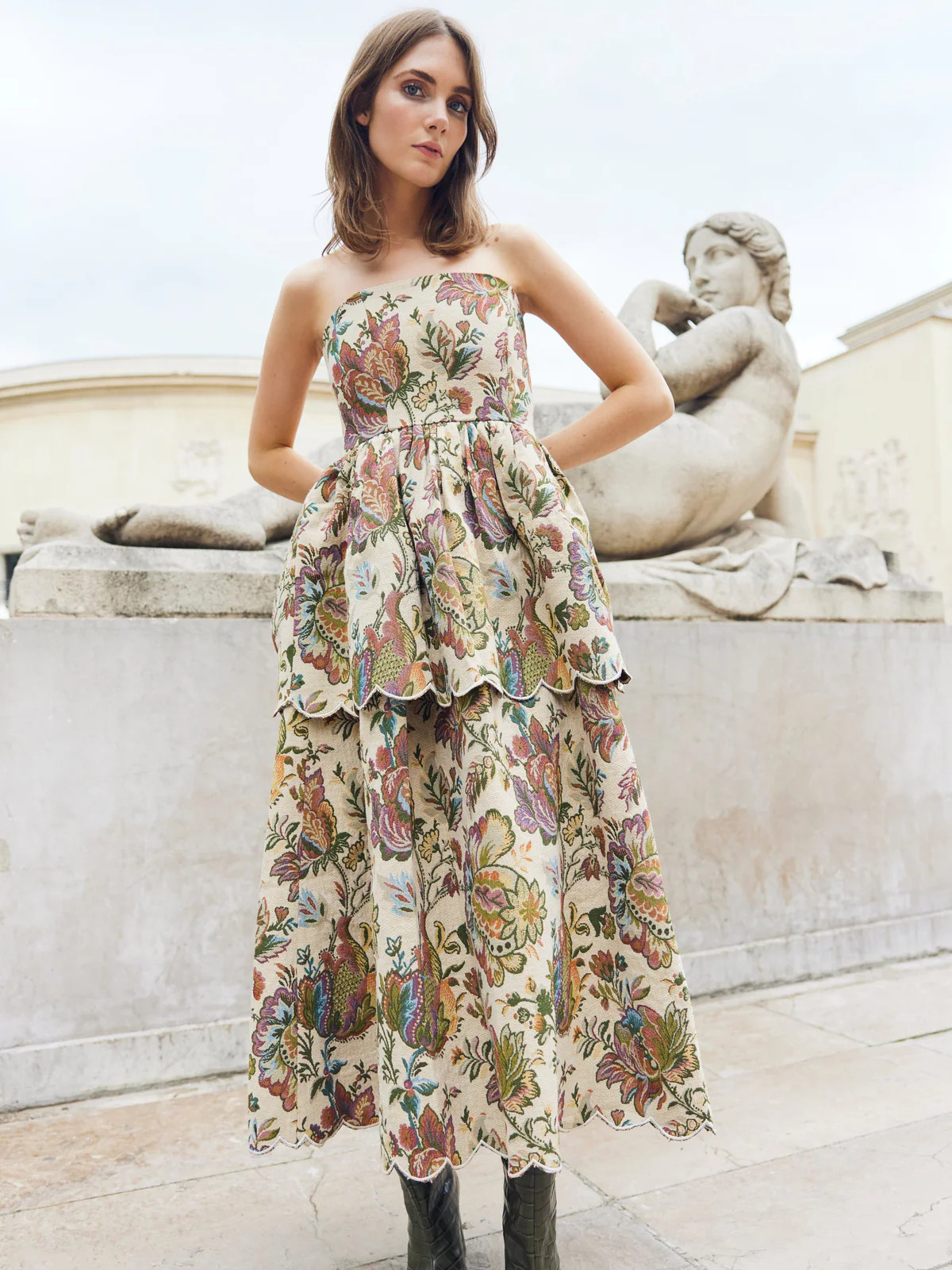 Daisy Dress in Rainbow Floral Jacquard | Over The Moon