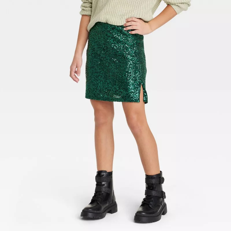 Girls' Notch Front Sequin Skirt - art class™ | Target