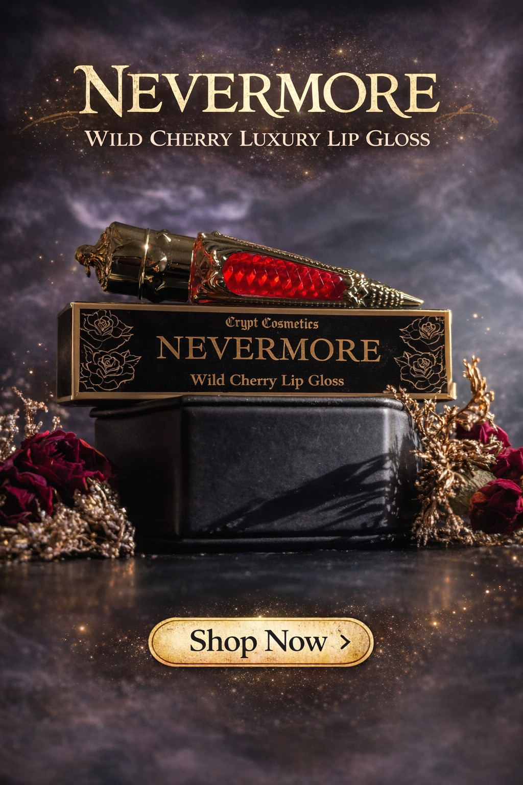 For the bold lip lovers, this one is such a vibe. Nevermore is a bright red lip gloss with bold buildable pigment, a glossy finish, and a wild cherry flavor that makes it feel extra fun to wear. I also love that the formula is vegan, cruelty free, and gluten free, and the luxe gold or silver packaging gives it that dark glam touch. 

 #LTKmomlife #LTKOver40 #LTKBeauty