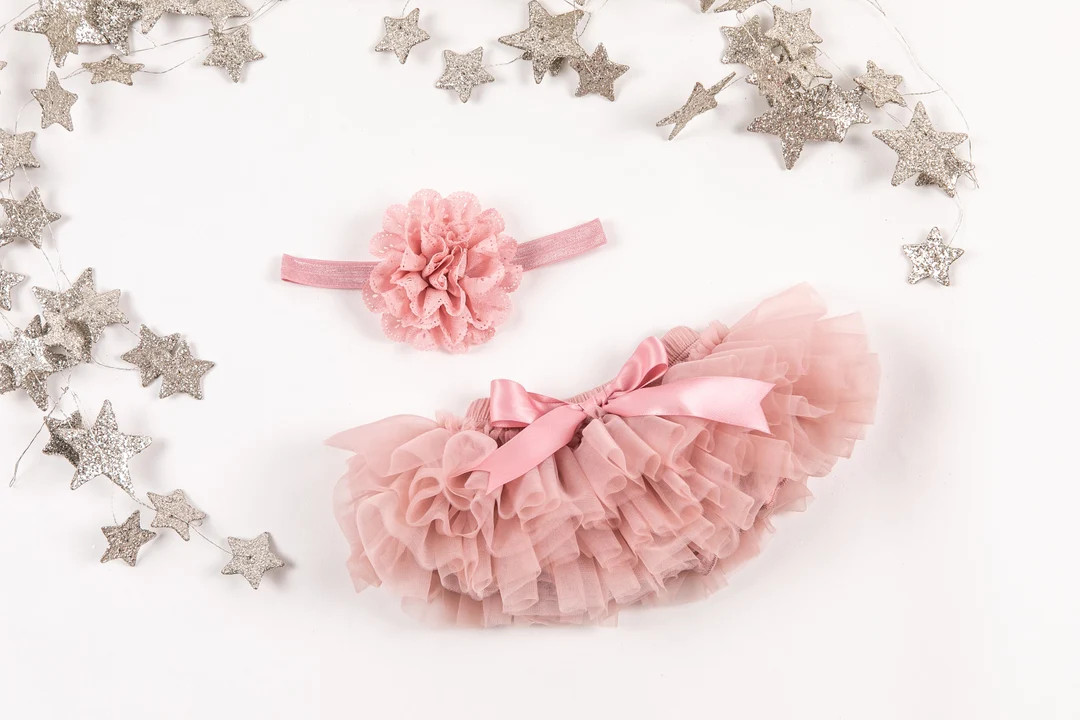 Baby Girl Ruffle Bottom Tutu Bloomer Headband Set in Mauve - Newborn Photo Set - Cake Smash - Dia... | Etsy (US)