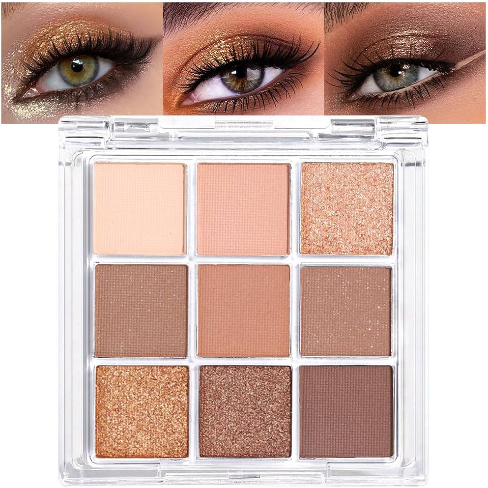 evpct 9 Colors Nude Pink Brown Maroon Glitter Shimmer Matte Eye Shadow Palette Makeup, Highly Pig... | Amazon (US)
