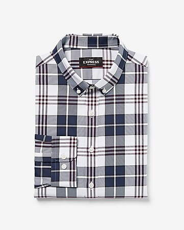 Classic Plaid Wrinkle-resistant Performance Dress Shirt | Express