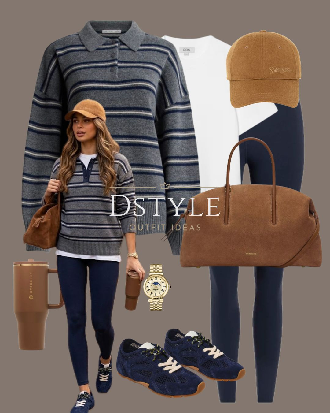 Casual weekend uniform ☕️ Striped henley pullover layered over a classic white tee with navy leggings, suede bag, and navy sneakers.
#AthleisureEdit #TravelOutfit #CasualChic #WeekendStyle #FallLayering

#LTKootd #LTKTravel