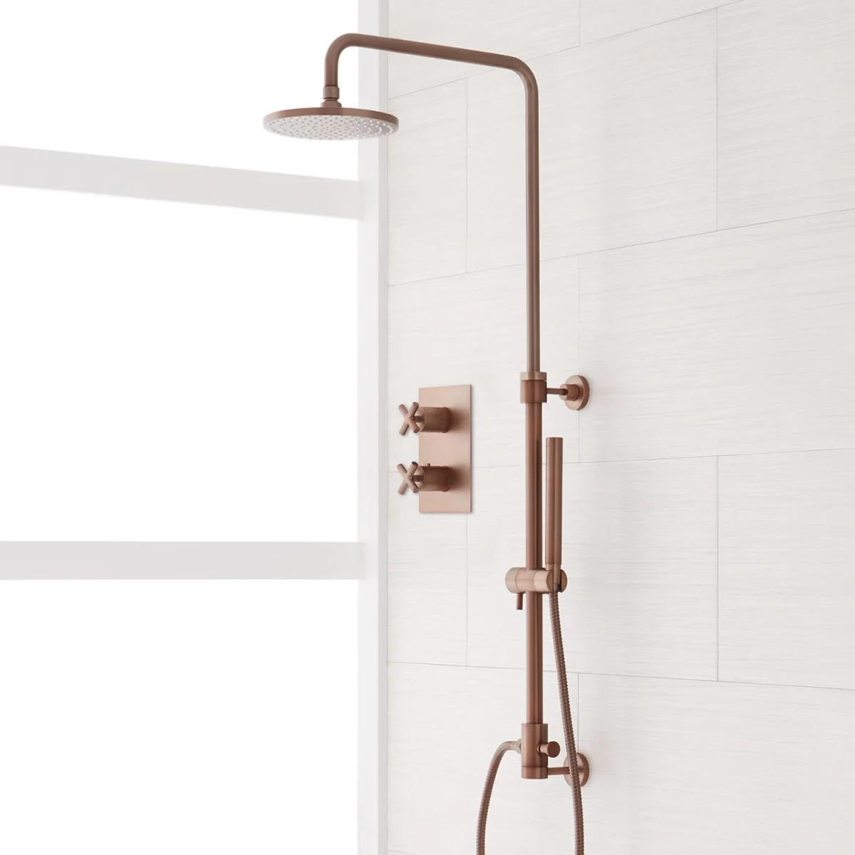 Exira Thermostatic Shower System with Rain Shower Head, Hand Shower - Rough In Included | Build.com, Inc.