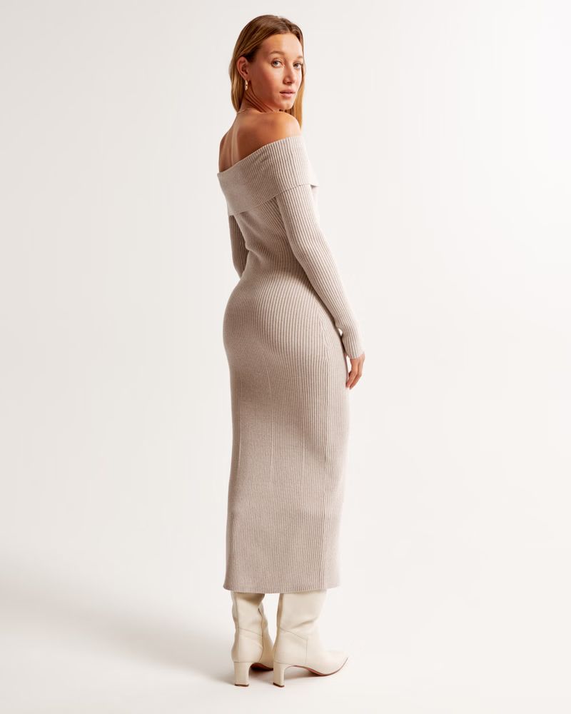 Women's Off-The-Shoulder Midi Sweater Dress | Women's Dresses & Jumpsuits | Abercrombie.com | Abercrombie & Fitch (US)