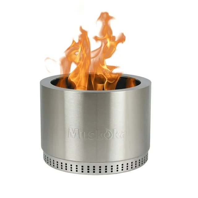 Muskoka 19.5" Stainless Steel Smokeless Wood Burning Fire Pit with Protective Cover | Walmart (US)