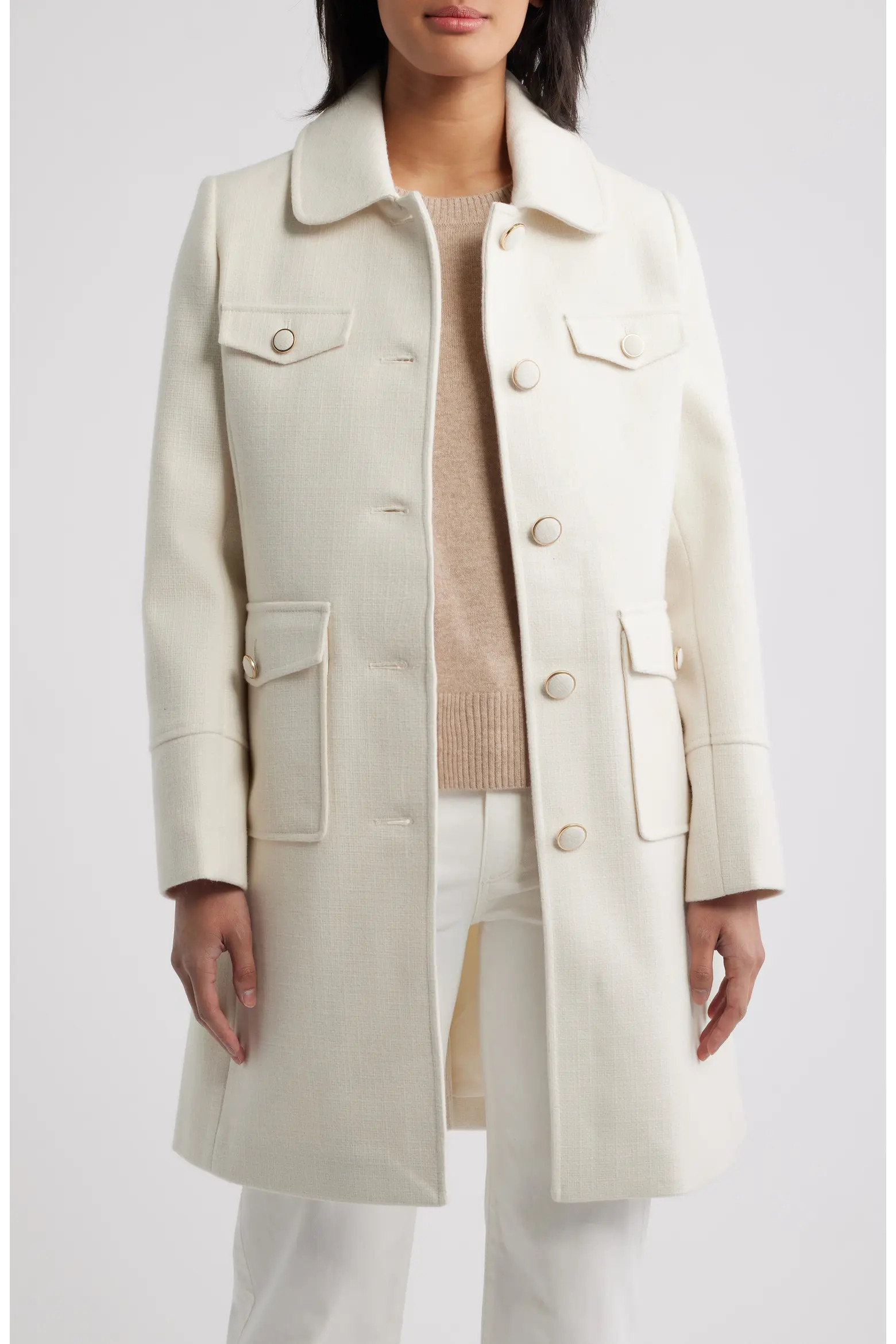 Textured Flap Pocket Coat (Women) | Nordstrom | Nordstrom